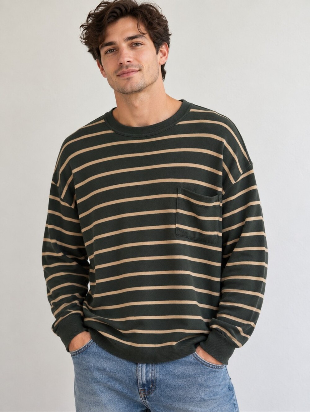 Vintage Roundtree & Yorke Men’s Large Striped Cotton Sweater 90s Oversized